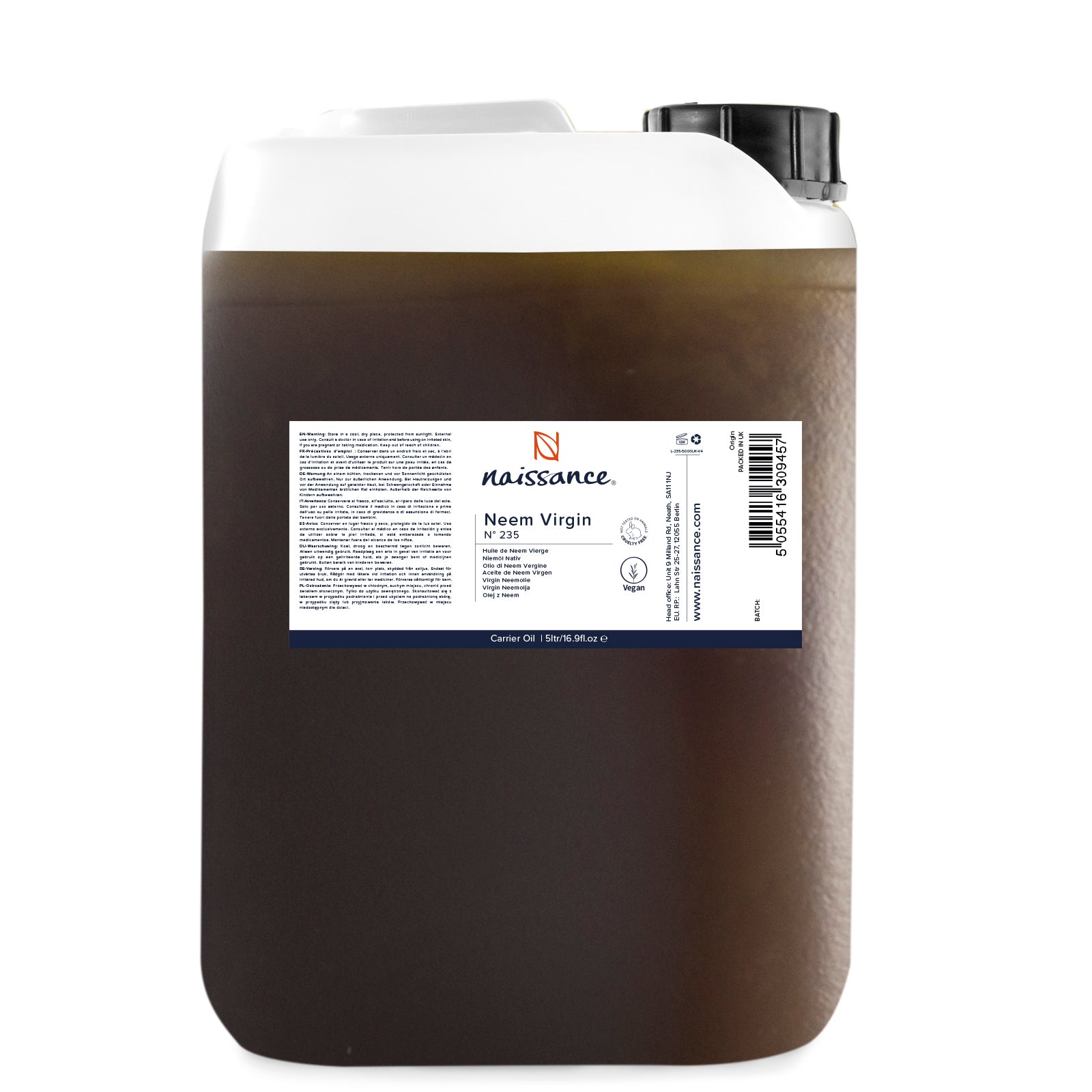 naissance-virgin-neem-oil-refill-5-litri-n-235-olio-di-neem-vergine-puro-per-pel image 2